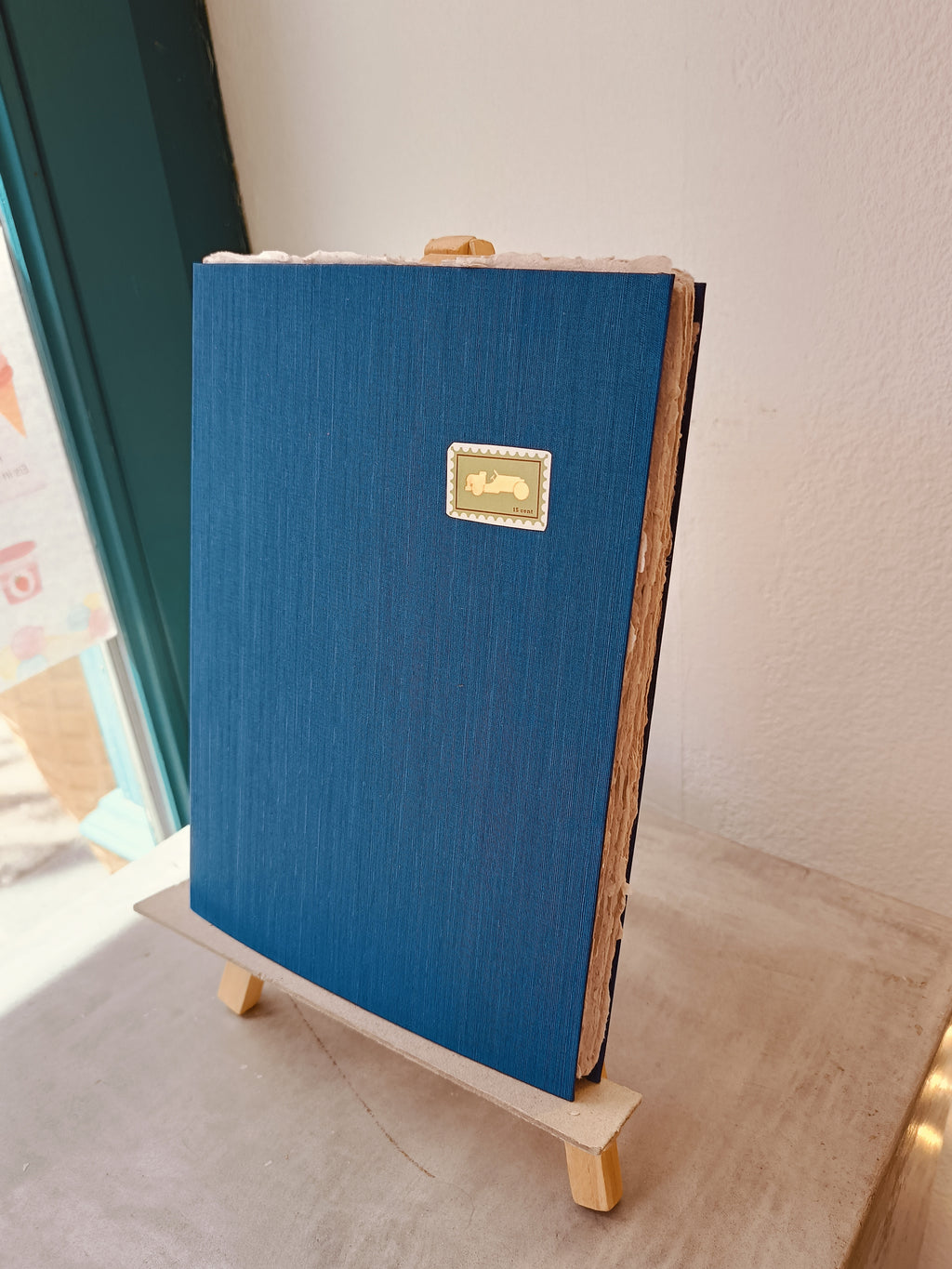 Carnet bleu A5 papier artisanal